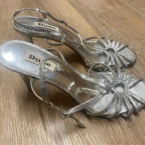 Dune London Silver Strappy Heels